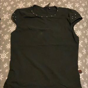 Basic Black Top With beads